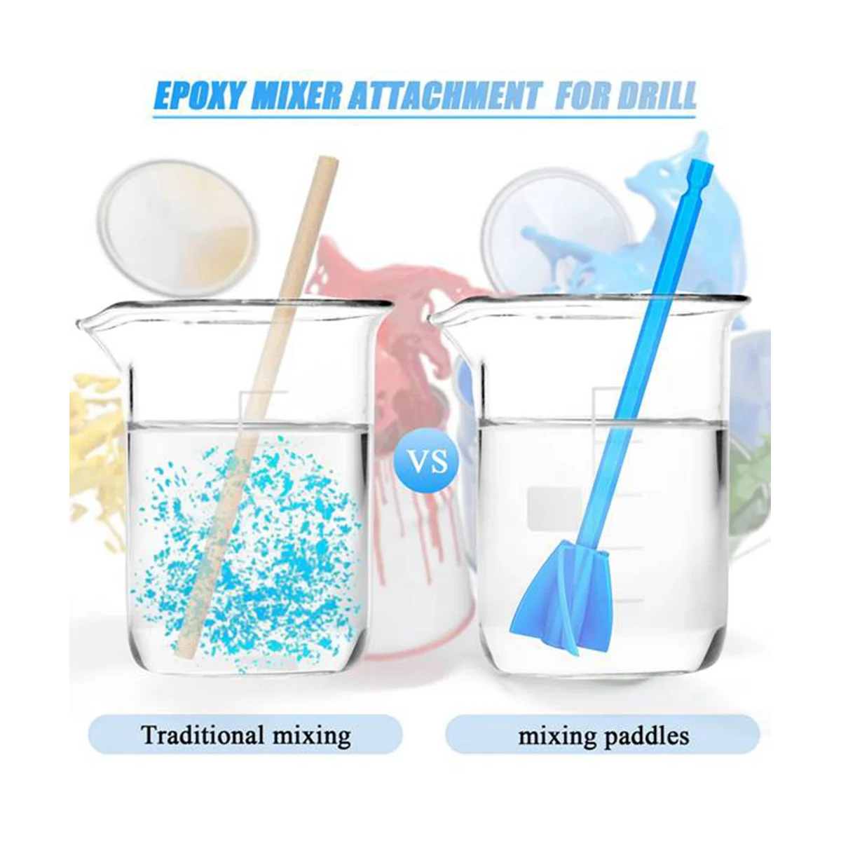 مرفق خلاط الحفر للراتنج ، خلاط راتنجات الايبوكسي ، النمام دوامة لخلط الطلاء ، حزمة من 5