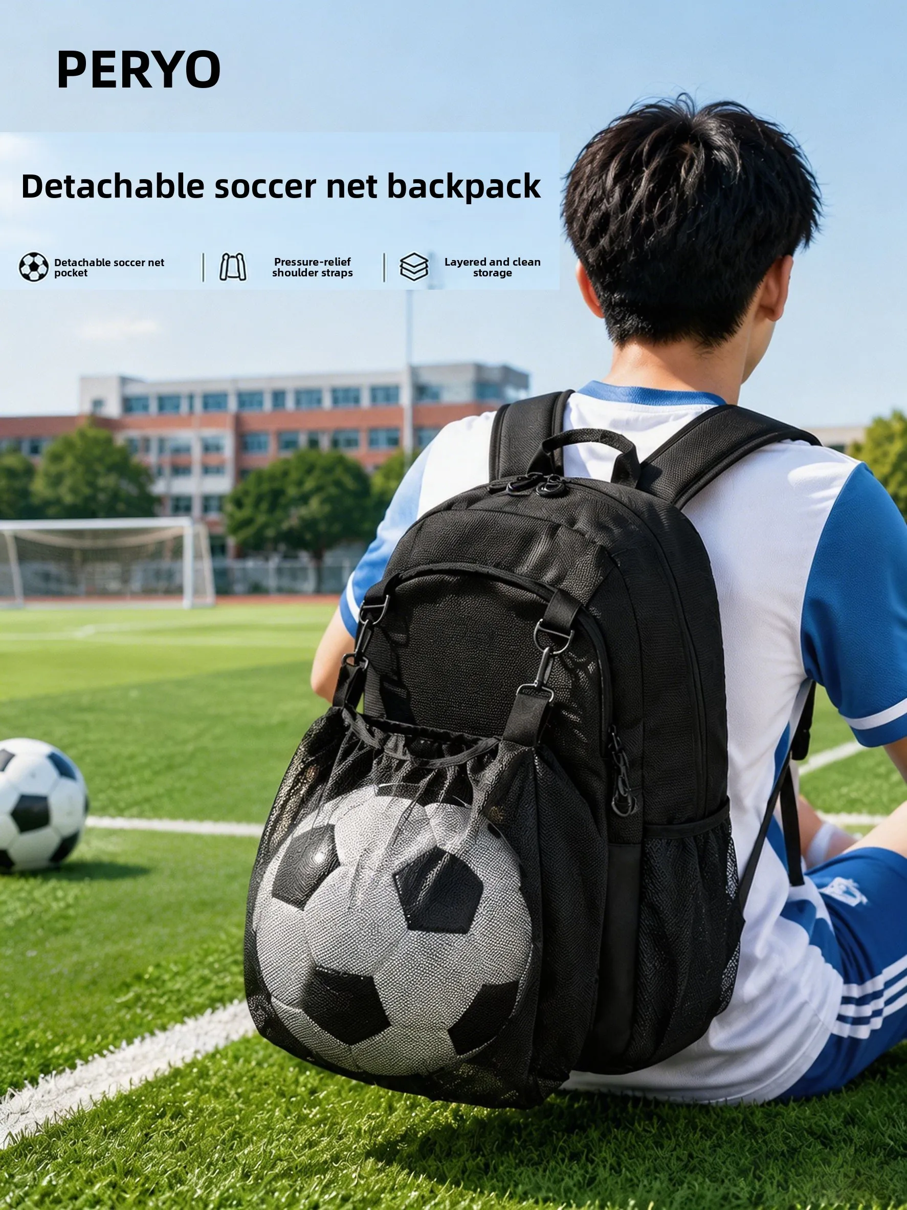 pirui-スポーツバックパック-軽量耐摩耗性サッカートレーニング用品バッグ-大容量アウトドアバッグ-男性と女性用