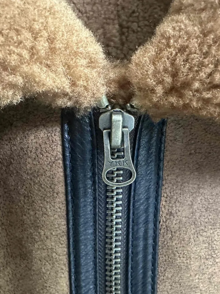 Business Men Winter Warm Wool Lining Work Coat Sheepskin Genuine Leather Real Fur Jacket Motorcycle Natural Shearling Coat 8XL - Image 5