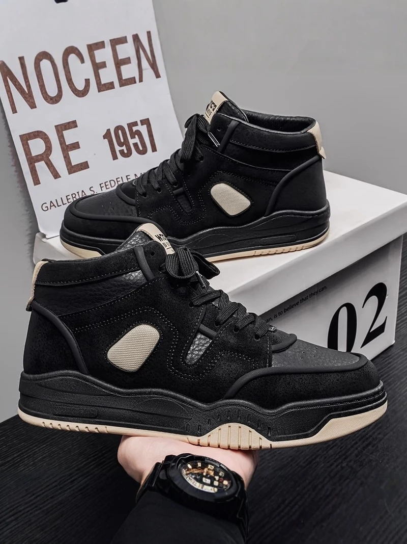 

Men's Winter Casual Shoes Waterproof Leather Upgraded Version Warmth round Toe Thick Bottom Sporty Style Comfortable Leisure