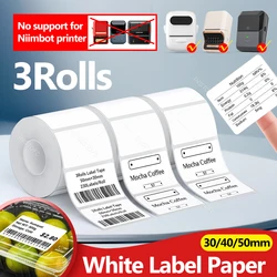 3 Rolls/PK Zuiver Wit Papier Sticker 50x30mm 40x30mm 30x20mm zelfklevende Barcode Afdrukken voor 58mm Thermische Labelprinter Gebruik