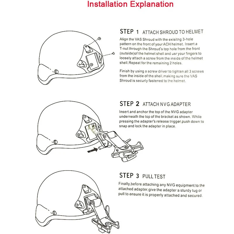 Tactics Helmet NVG Mount Shroud with 3-Hole, Aluminum Alloy Sports Camera Holder Base for Marine Helmets Fast Helmet