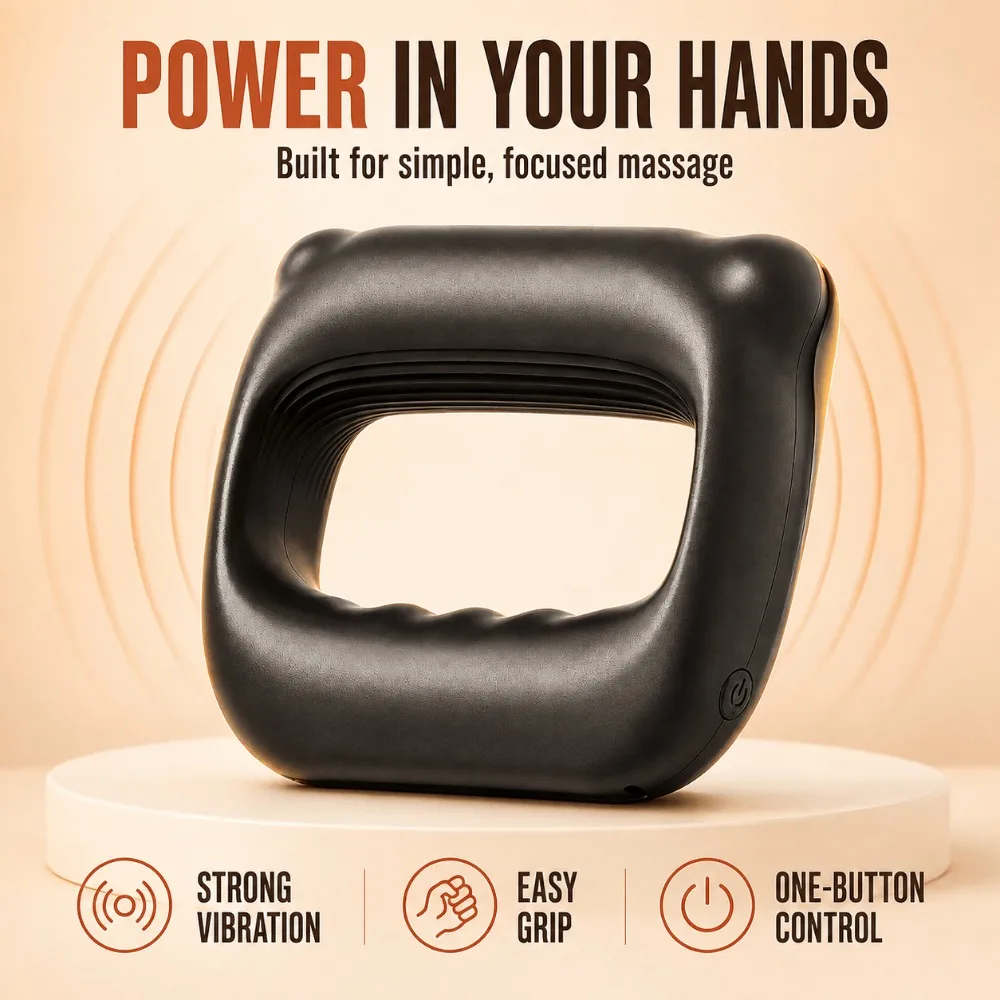 Handheld Fascia Ring Massager,Type C Rechargeable Percussion Body Massager,3 Speed Vibration Massager for Back Waist Leg Neck