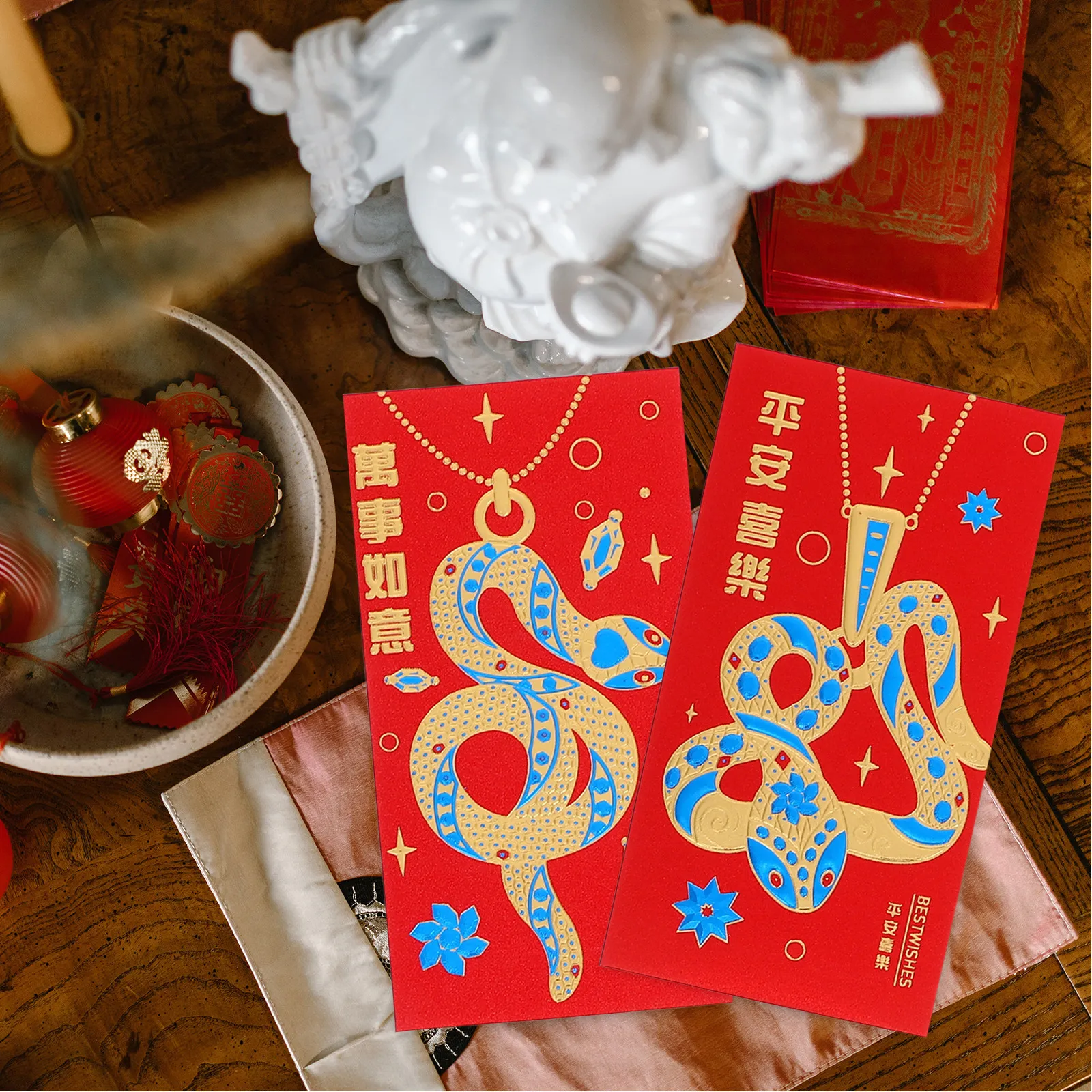 

30Pcs Red Envelopes Chinese New Year Year of The Snake Hong Bao Money Pockets Wedding Birthday Shower Cash Gift Bags Fine