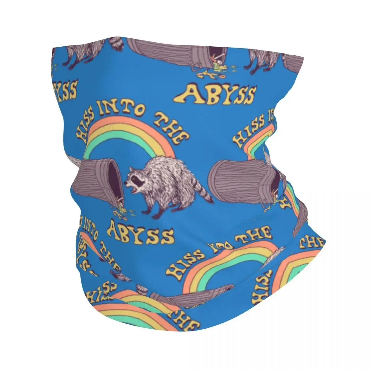 Hiss Into The Abyss Raccoon Bandana Neck Gaiter Windproof Face Scarf Cover Women Men Rainbow Trash Panda Headband Tube Balaclava