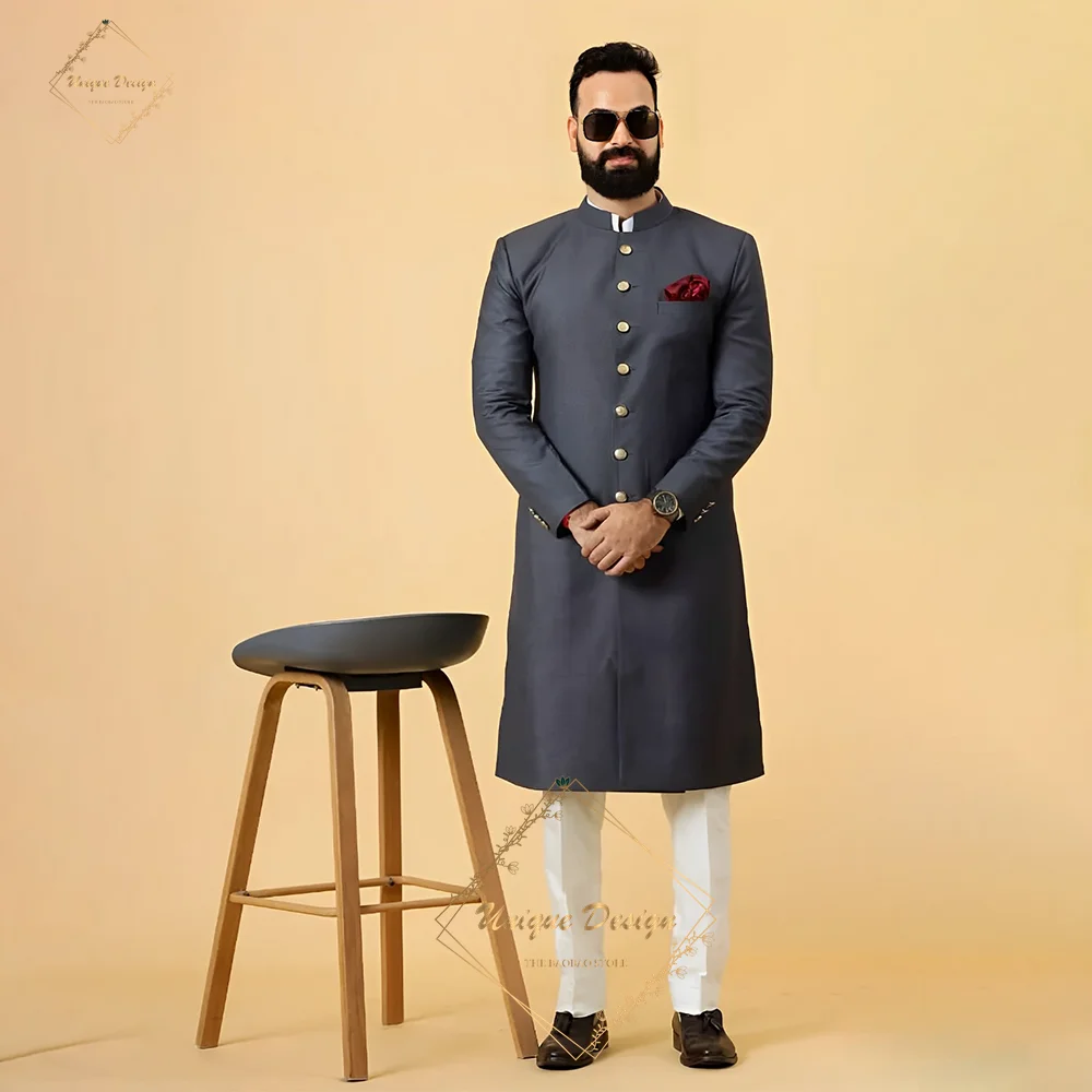 Men's 2-piece Suit Single Breasted Blazer Pants Set African Style Business Dress Long Dashiki Outfits for Party Wedding Evening