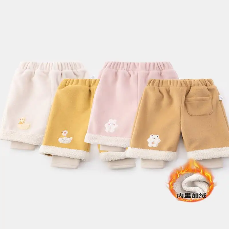 

Теплые брюки для маленьких девочек, осенне-зимние милые широкие брюки с героями мультфильмов, удобные длинные штаны, детская одежда, модная одежда для детей 1–3 лет