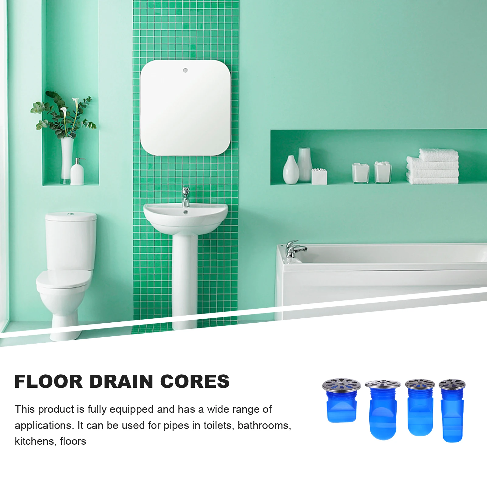 

4 Pcs Floor Drain Core Silicone Seal Stainless Steel Odor proof Leak Cover Bathroom Kitchen Pool Stopper Sewer Ring Water Pipe