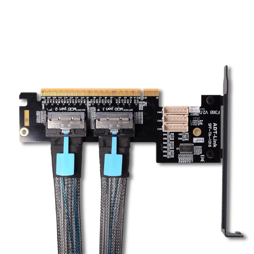 ADT-Link PCIE X16 MCIO Graphics Card Split Adapter Card 256G/bps Supports One to Two SFF-TA-1016 Gaming PC Accessories