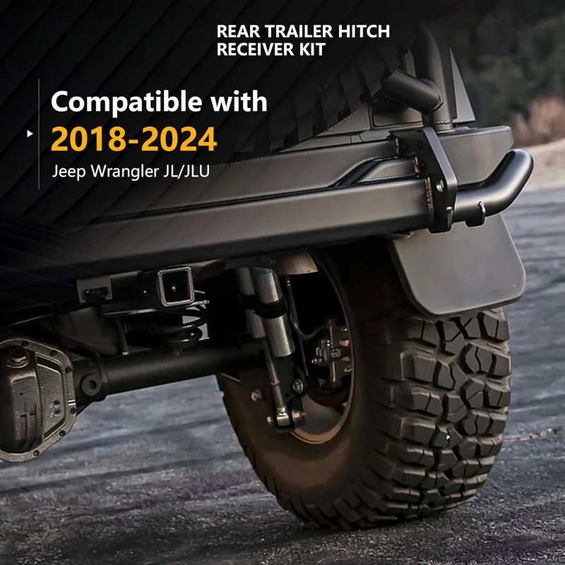 

For Jeep Wrangler JL JLU 2018-2024 Tow Hitch Trailer Kit 2 Inch Rear Bumper Towing Combo with Receiver Cover Fits 2 Door 4 Door