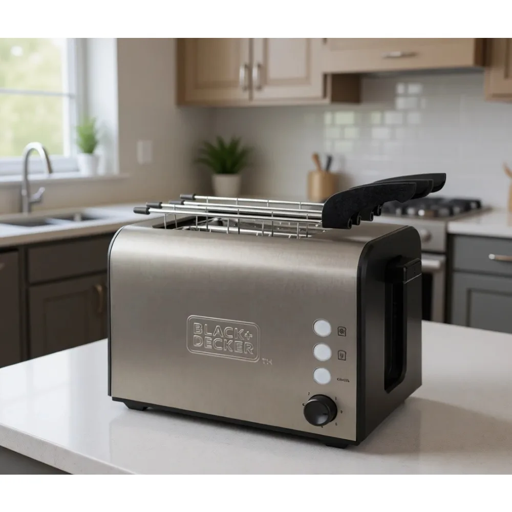 Tostadora de 2 ranuras con accesorio para sándwiches, 900W, acero inoxidable
