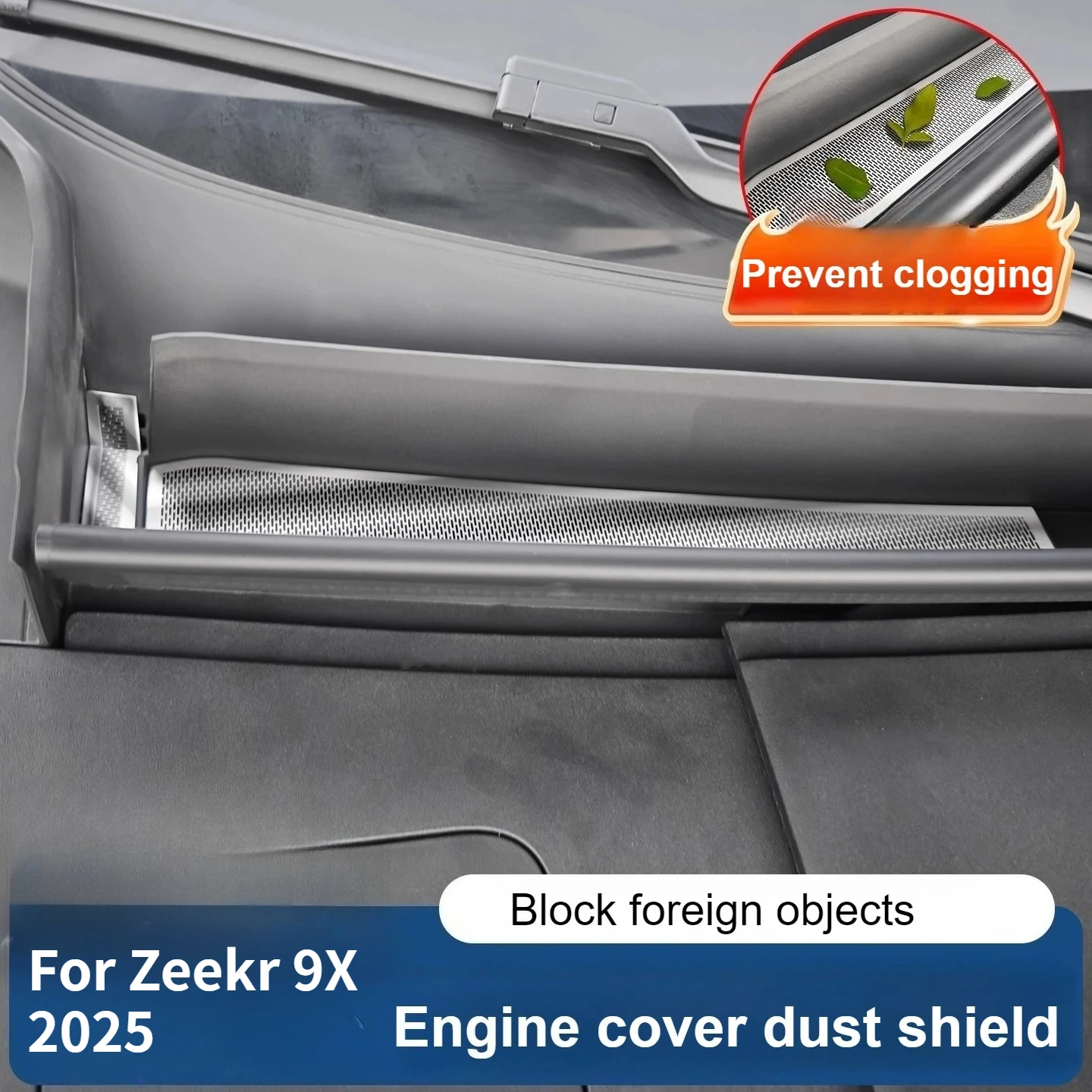 

Для Zeekr 9X 2025 передний отсек двигателя, защита от засоров, передний капот из нержавеющей стали, пылезащитный чехол, аксессуар для защиты от модификации