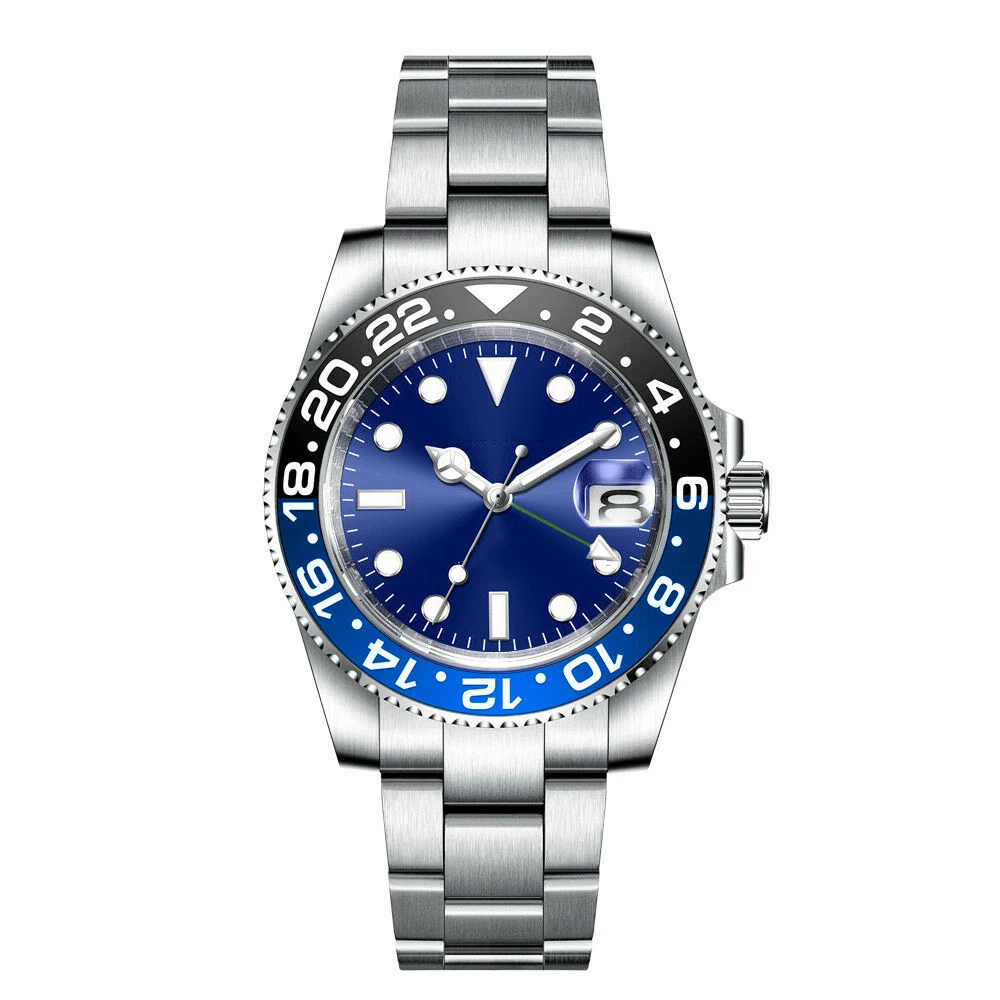 Imagem -02 - Relógios de Pulso Mecânicos Automáticos para Homens Nh34 Gmt Ver 40 mm Moldura Cerâmica Sapphire Veres100m Relógio Impermeável Estéril