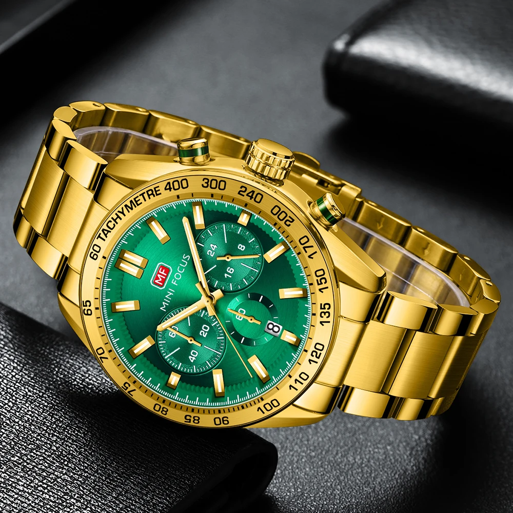 

MINI FOCUS Роскошные кварцевые мужские и женские часы, водонепроницаемые золотые часы из нержавеющей стали с датой, часы для него или ее, подарок
