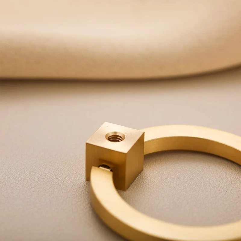 Poignée de porte de garde-robe nordique, poignée en cuivre pur à trou unique en laiton tout en cuivre, petite poignée d'armoire à tiroirs ronds simples