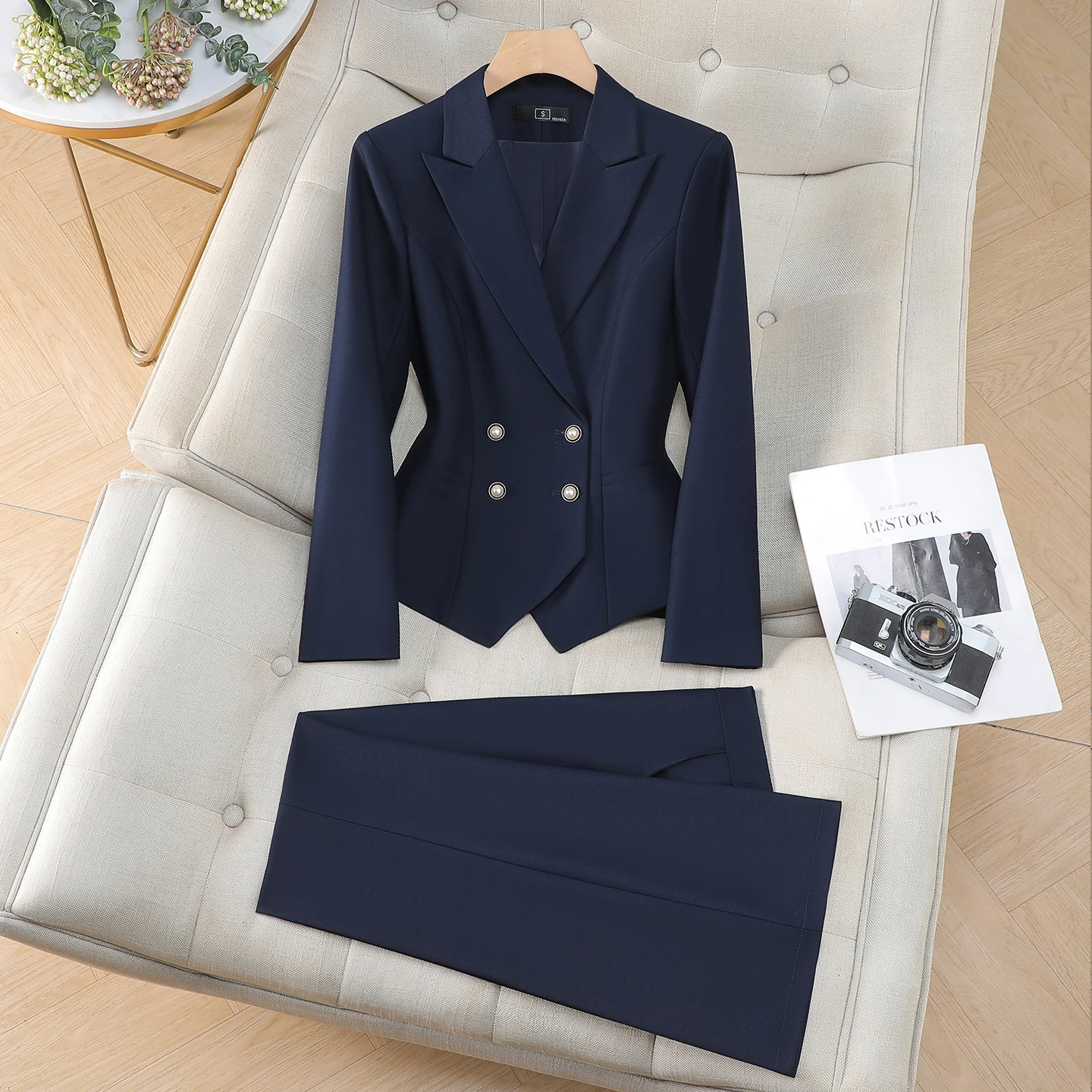 ZJYT Spring Women's Suit Pants Set 2 Piece Woman Elegant Chic Classic Pink Outfit New Fashion Lady Trousers Female Office Wear