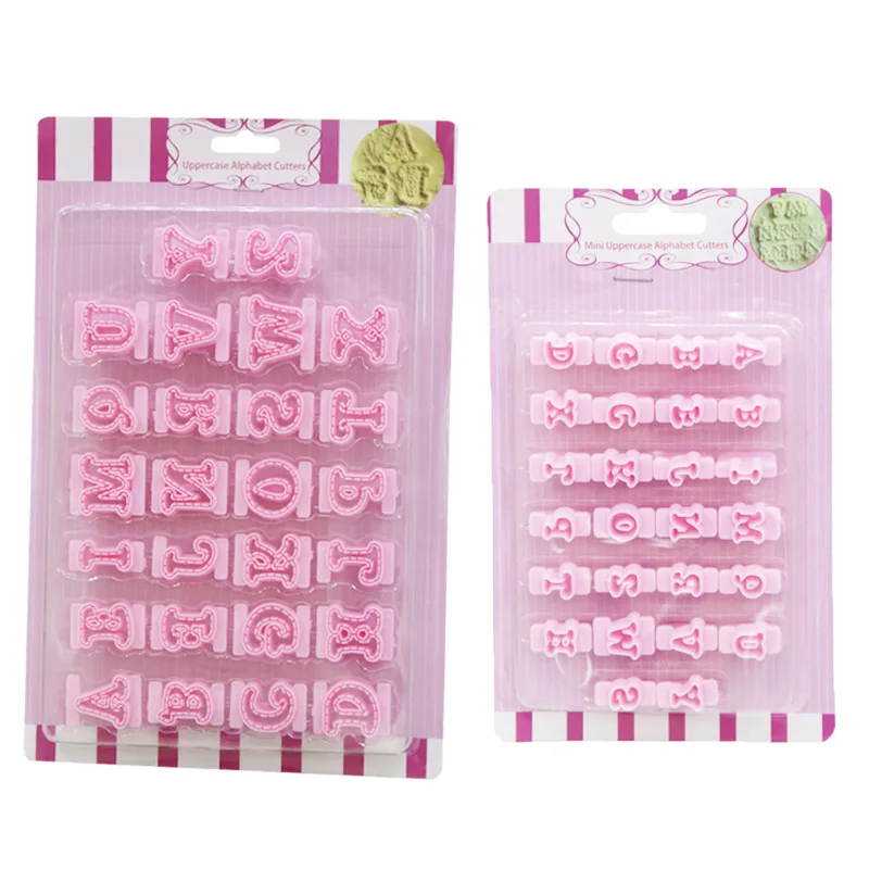 26pcs Cookie Mold Cutting Mold English Letters Cutter Embossed Fondant Mould Pastry Baking Tools Happy Birthday Cake Decoration