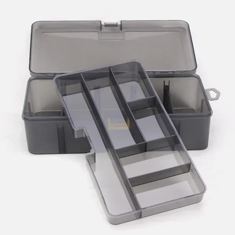 Luya Box Plastic Storage Box Detachable Transparent Gray Double Layer Luya Accessory Box Fish Bait Box