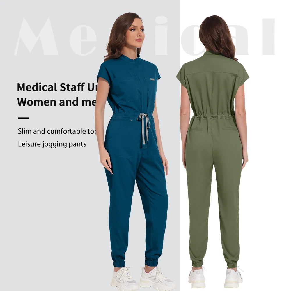 Mode bodysuit High-end werkkleding Arts Jumpsuits Korte mouw Operatiekameruniformen Arts Verpleegkundige Scrub Overalls