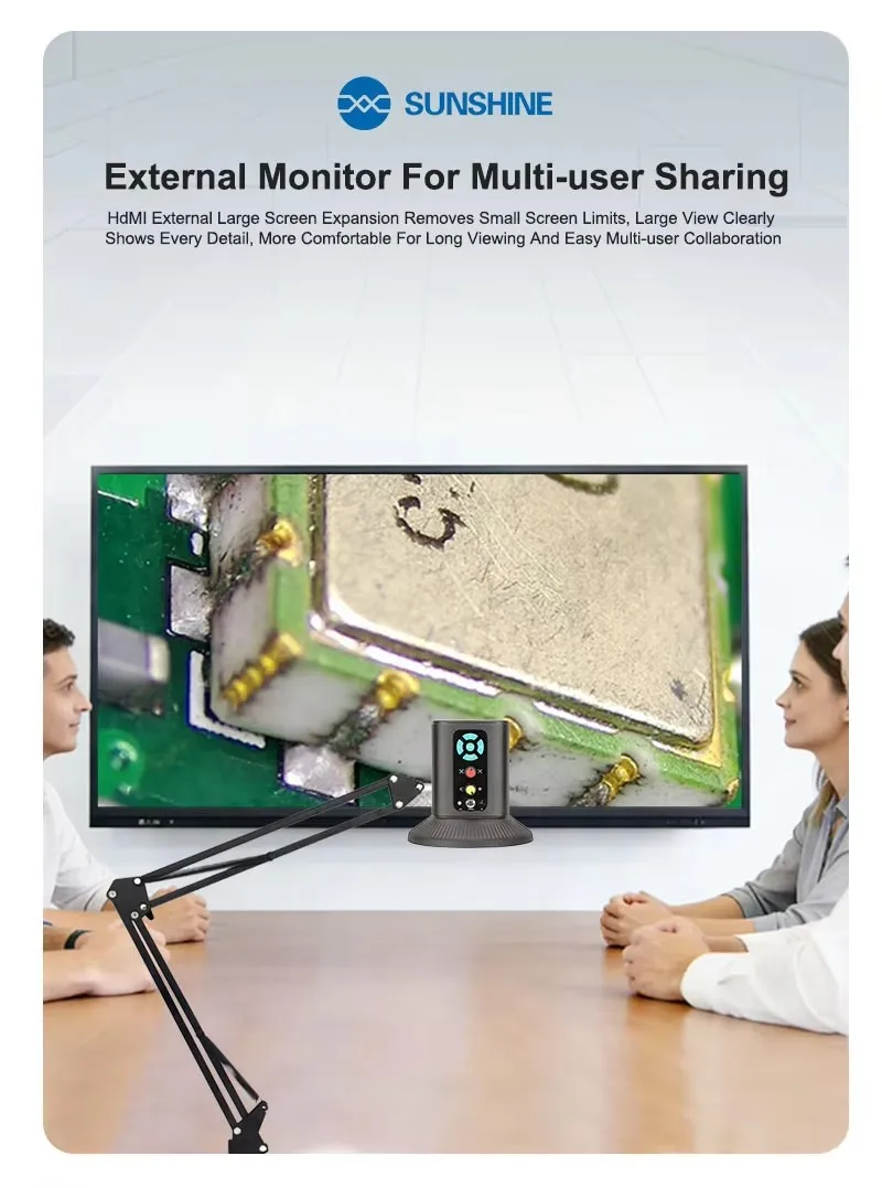 SUNSHINE MS10E-05 4k HD Digital Microscope With Gimbal Mount Connects to Extemal Monitors 180° Rotation Wireless Remote Control