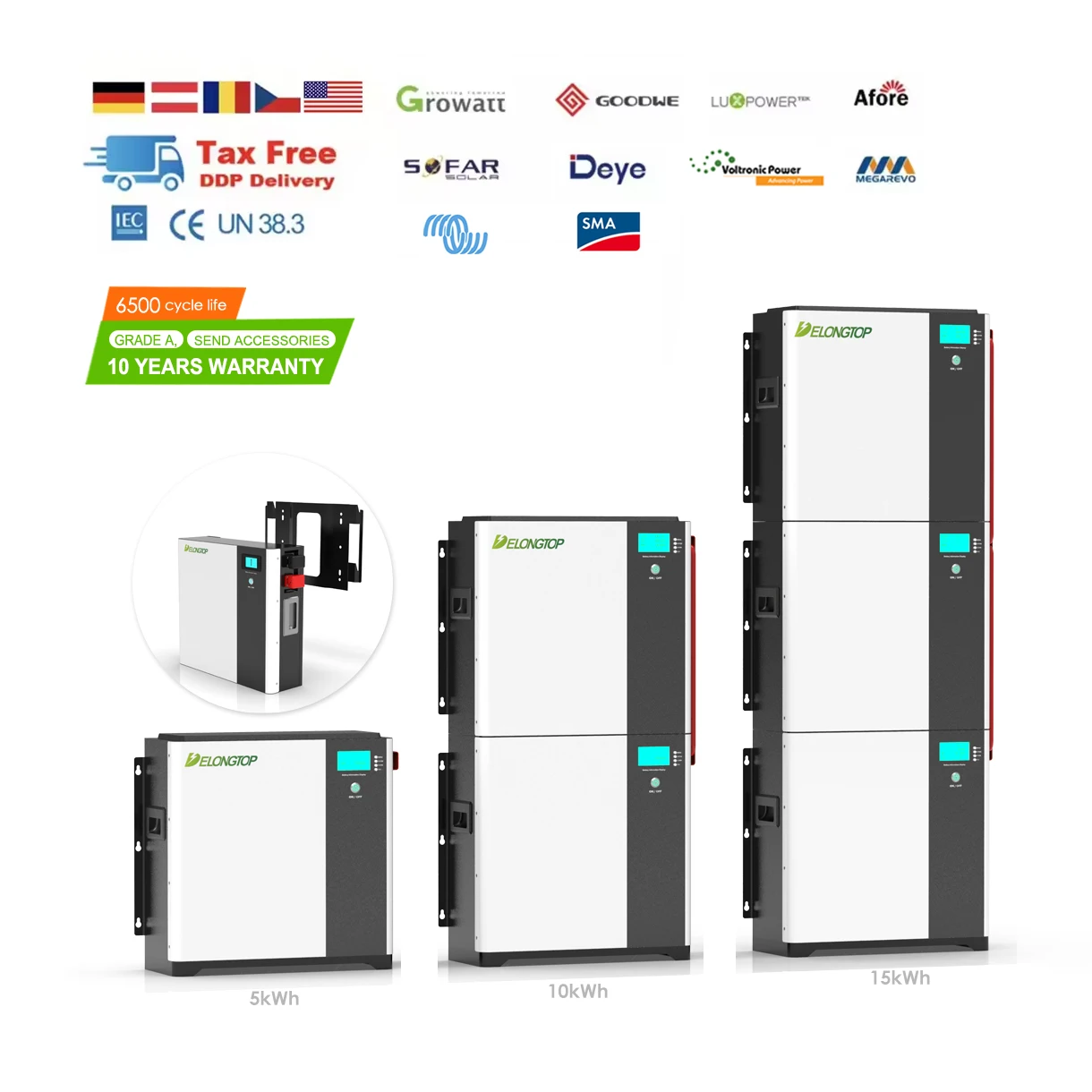 EU Stock Warehouse BYD Powerwall 48v 100ah 200ah 5KWH 10KWH 15kw Hybrid Grid Solar Lithium Ion Pack Lifepo4 Battery Energy