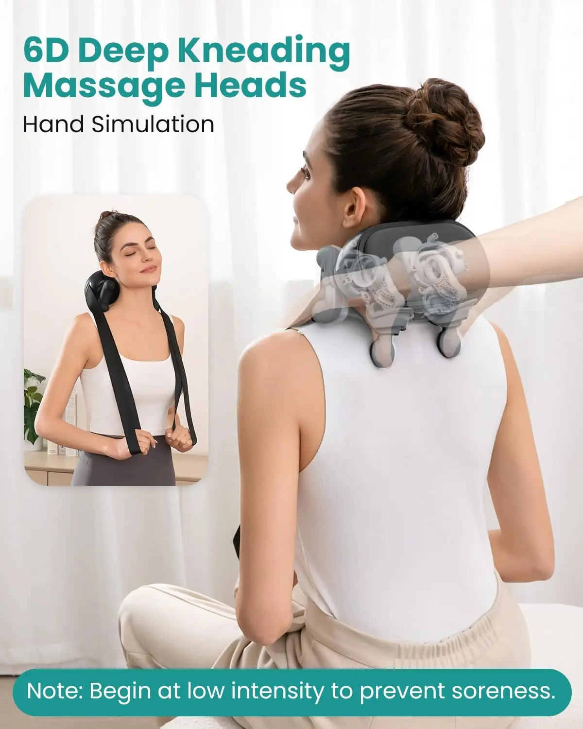 Neck Relaxer Premium Fabric Ergonomic Standard Size, Deep tissue, Kneading, Shiatsu, Relaxation, Cordless, Pain relief, Massage for All Season Use, Neutral Grey