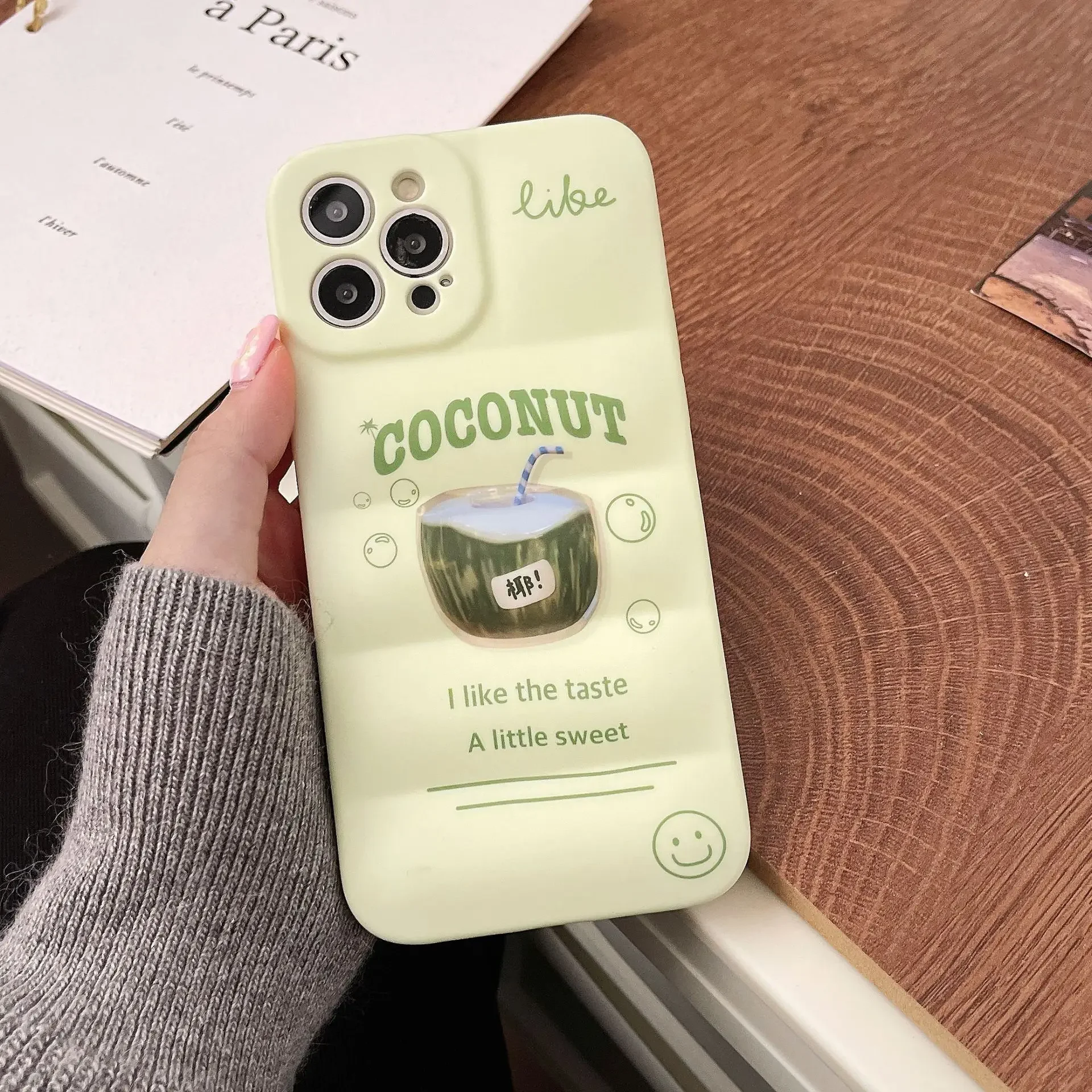 Matcha Green Coconut Drink Sweet retro wave Japanese Phone case For iPhone 14 13 11 12 Pro Max Xs Max XR case Cute cartoon Cover