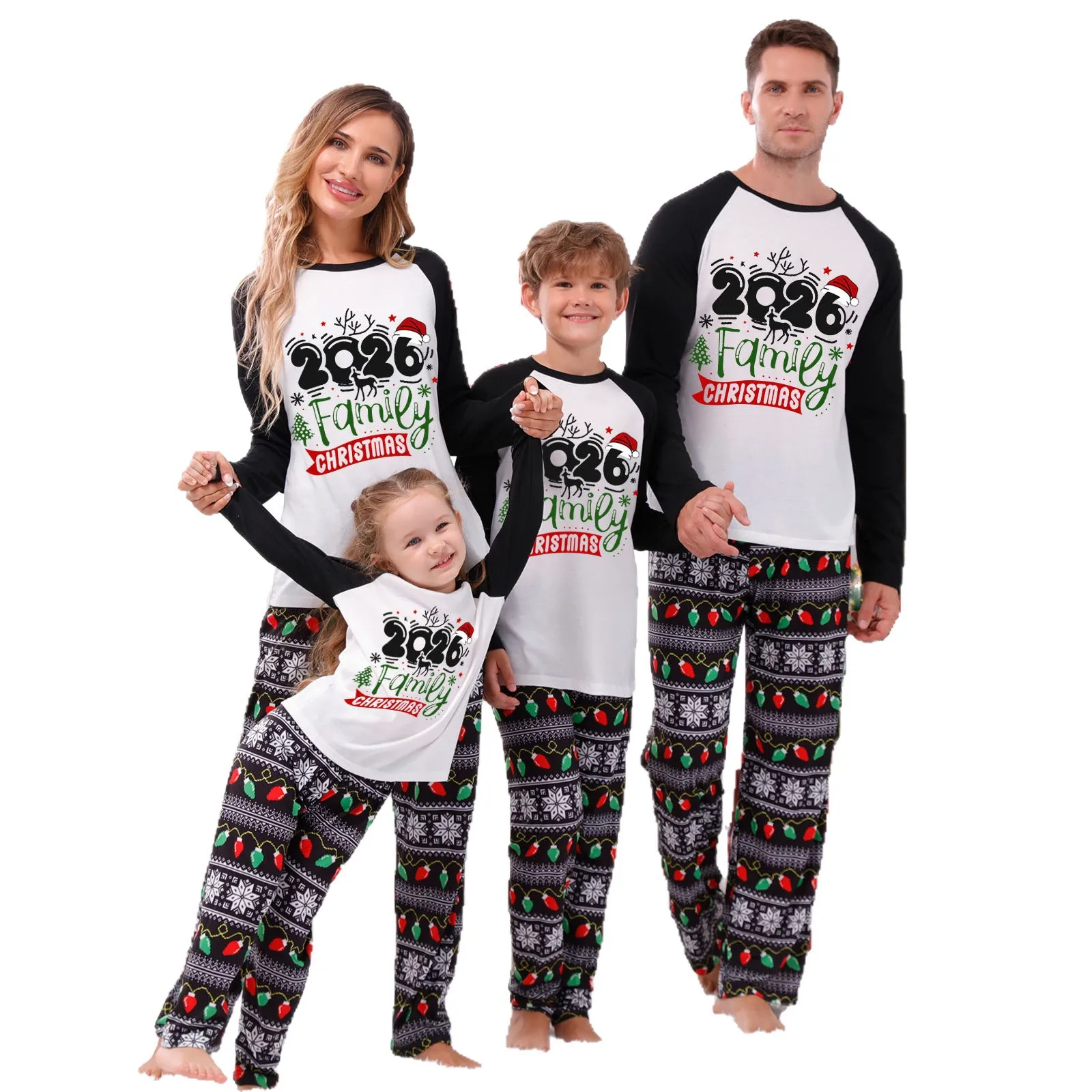 Xmas Family Look Outfit Merry Christmas Print Pajamas Set Adults Kids Matching Clothes Baby Romper Pyjamas Soft Loose 2 Pcs Suit