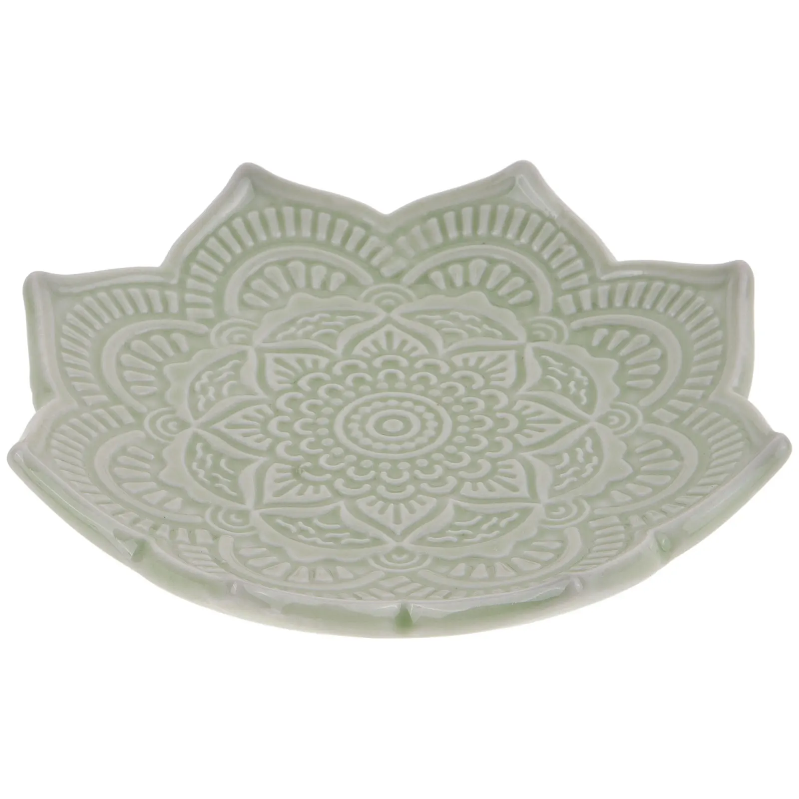 

Jewelry Tray Ceramic Dish Decorative Plate Ring Box Green White Porcelain Display Travel