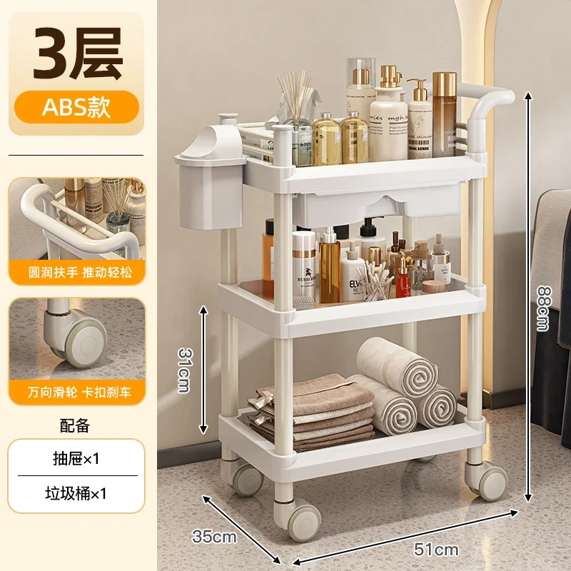 Factory Direct 2026 Simple Hair Cosmetic Rolling Salon Trolley Tool Cart Salon Trolley Makeup Manicure Lash Chariot Coiffure Bea image 6