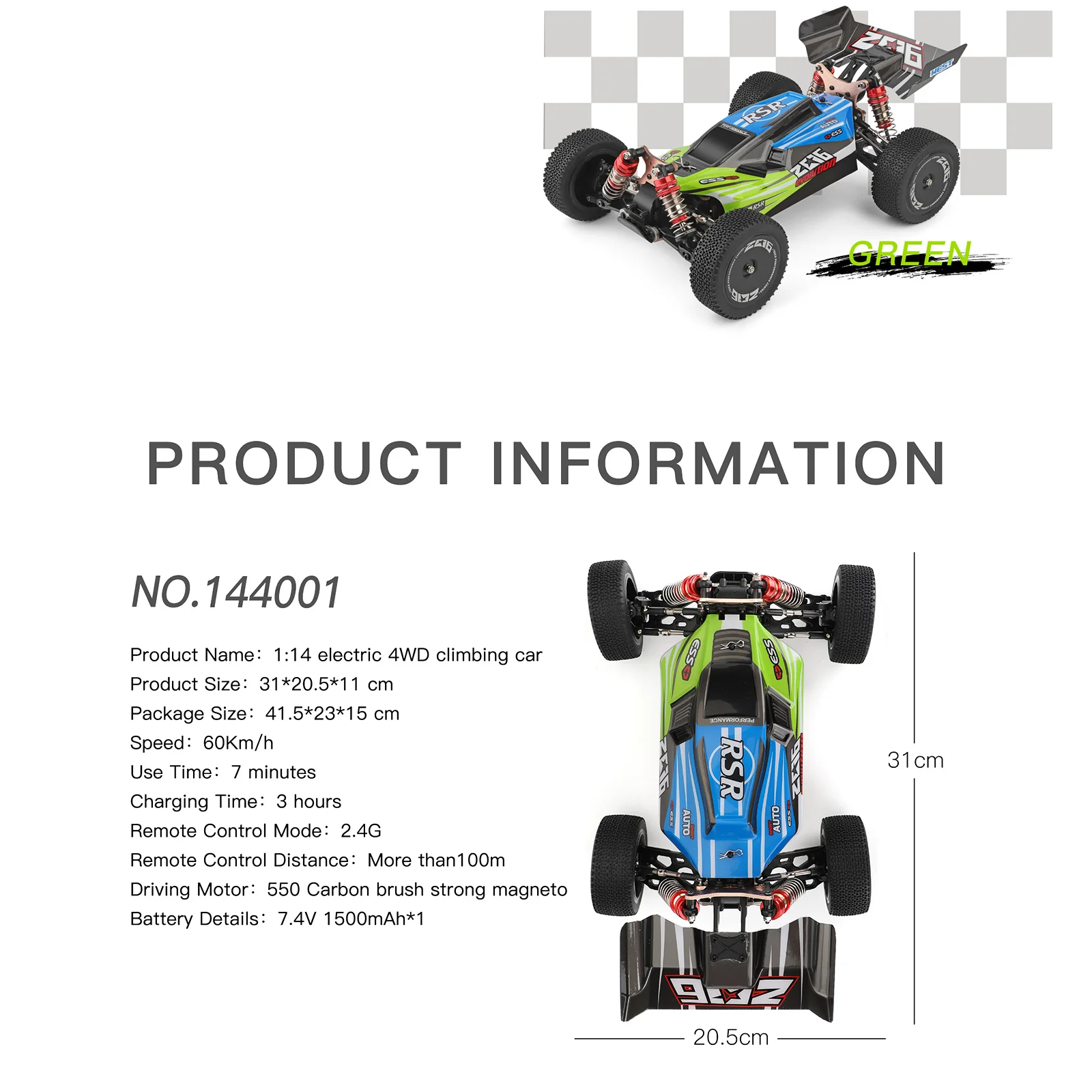WLtoys 144001 RTR 2.4GHz 60km/h Szybki Samochód Wyścigowy do Driftu Sterowany Pilotem