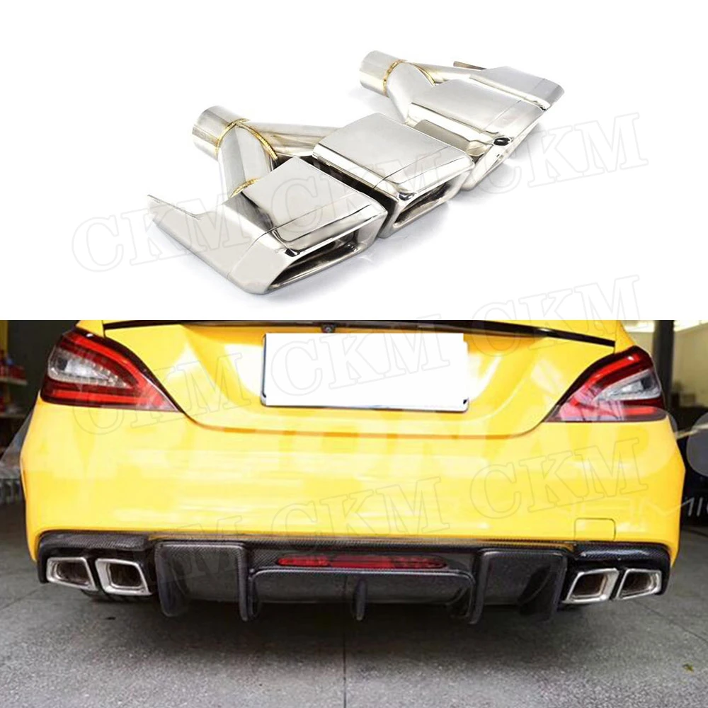 Stainless Steel Rear Bumper Exhaust Tips Muffler For Benz W212 W205 W204 CLS Class W218 Four Outlet Pipe