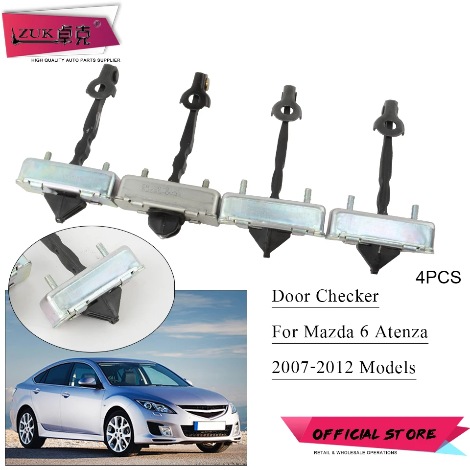 

ZUK 4PCS Door Stopper Check Strap Hinge Arm For MAZDA 6 GH1 2007 2008 2009 2010 2012 Car Opening Checker Limited Rod