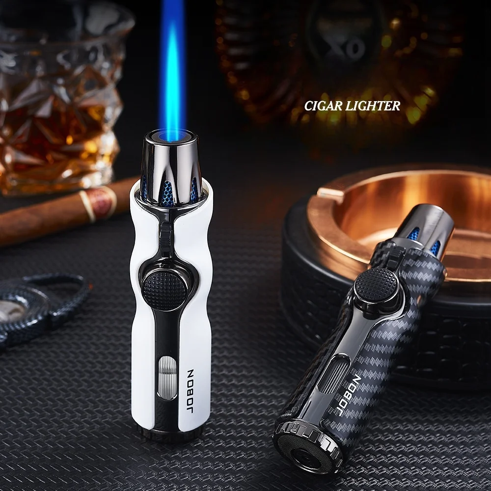 

New JOBON Strong Flame Cigar Lighter Windproof Direct Spray Blue Flame Inflatable Spray Gun Visual Window Outdoor Igniter