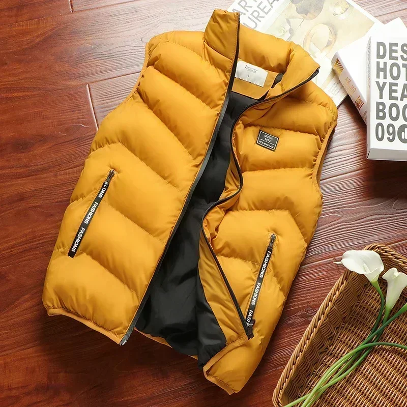 Vest Jacket Men 2024 New Puffer Sleeveless Coats Mens Solid Color Down Jacket Winter Warm Waistcoat Outwear Windbreaker Clothing