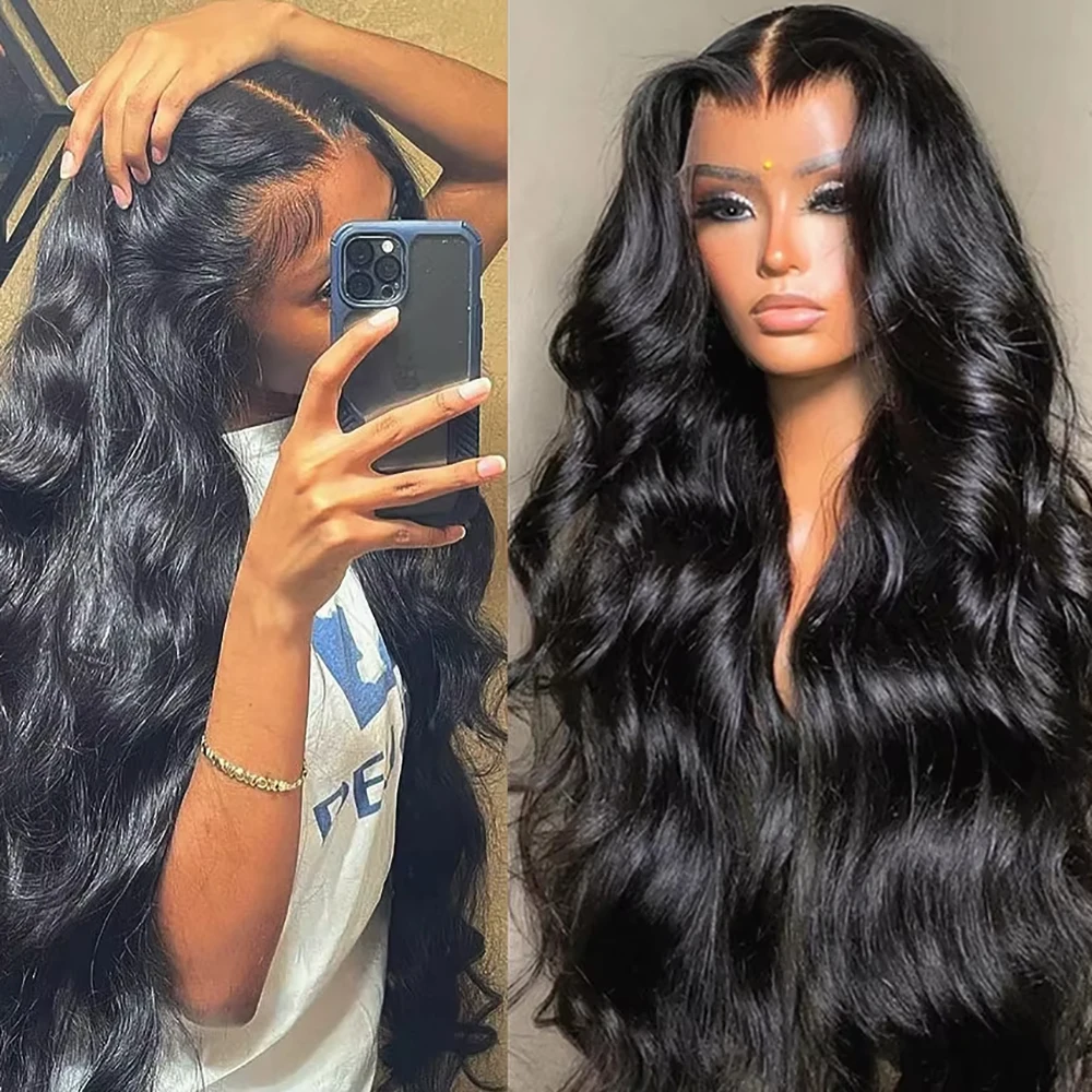 

# Натуральные черные парики Body Wave 1B с прозрачной HD-основой 13x6, 46 дюймов, 200% плотность, предварительно выщипанные, с осветленными узлами, из натуральных человеческих волос
