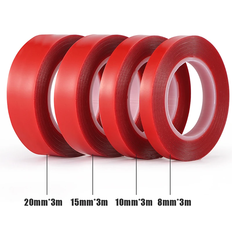 3m Double Sided Tape Transparent Red Adhesive Tape High Strength Acrylic Gel No Traces Sticker Home Gadgets and Accessories