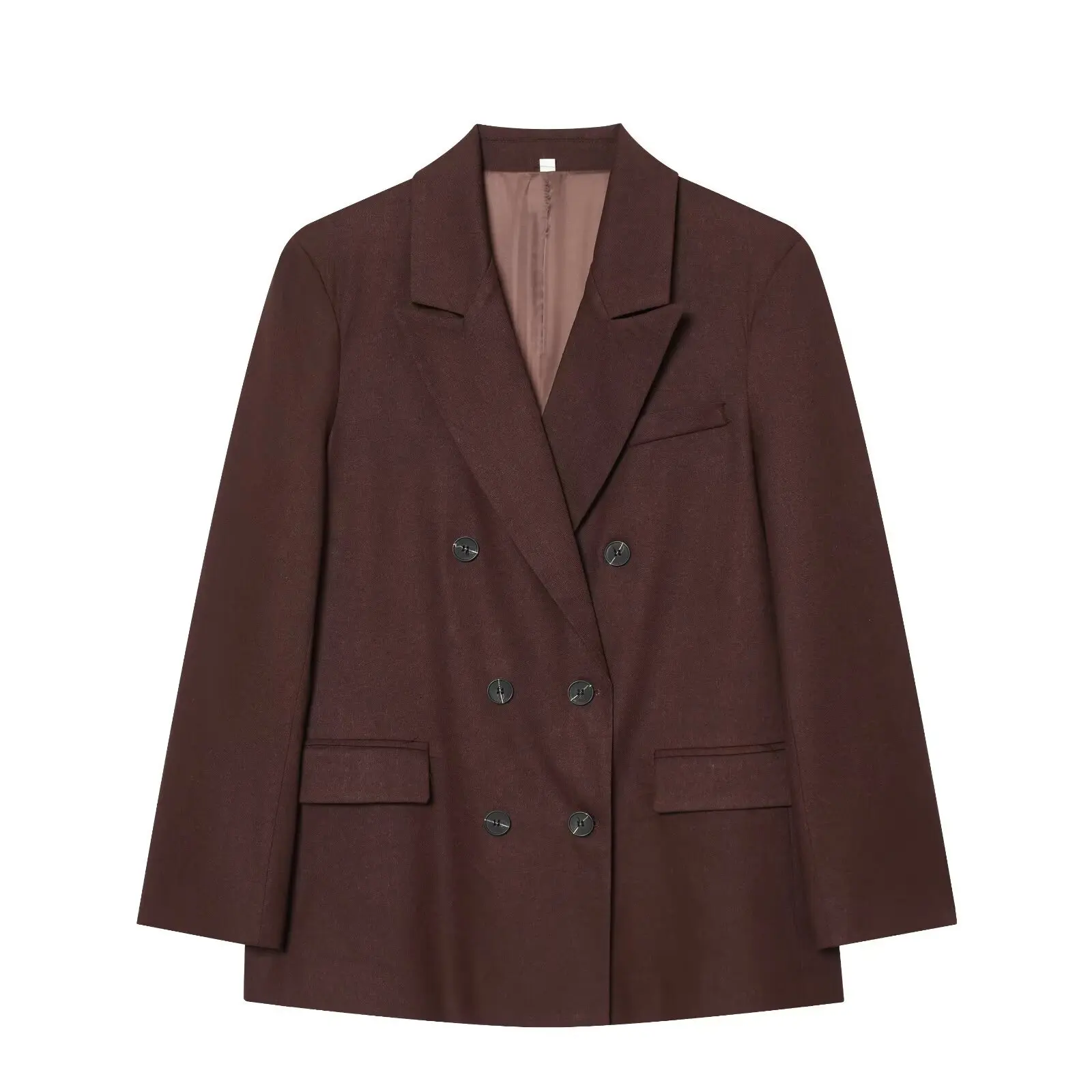 European and American style new 2026 fashionable solid color double-breasted shoulder pad blazer and trouser suit