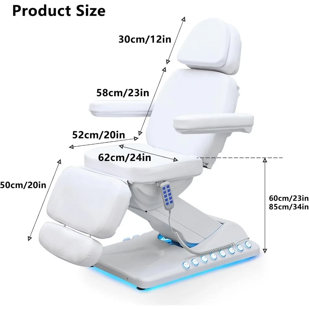 Esthetician Bed Electric Massage Table, Adjustable Facial Massage Tattoo Chair for Client, 3 Motor Customized Angle Spa Beds