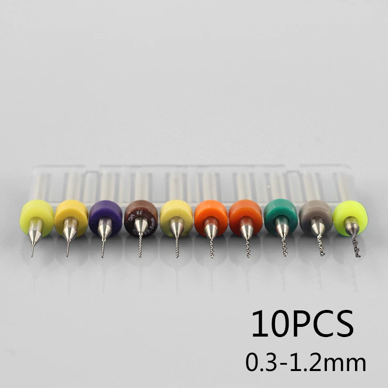 

10pcs Steel Drill Bits Set with 0.3mm 0.4mm 0.5mm 0.6mm 0.7mm 0.8mm 0.9mm 1.0mm 1.1mm 1.2mm Cutting Diameters for PCB Work