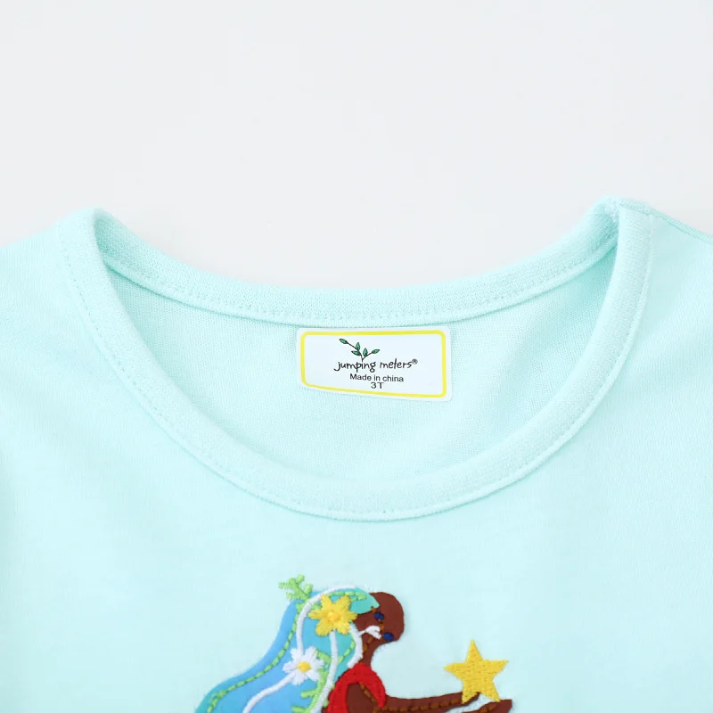 Jumping Meters 2-7T Summer Girls Dresses Mermaid Embroidery  Short Sleeve Birthday Party Children\'s Clothes Toddler Wear