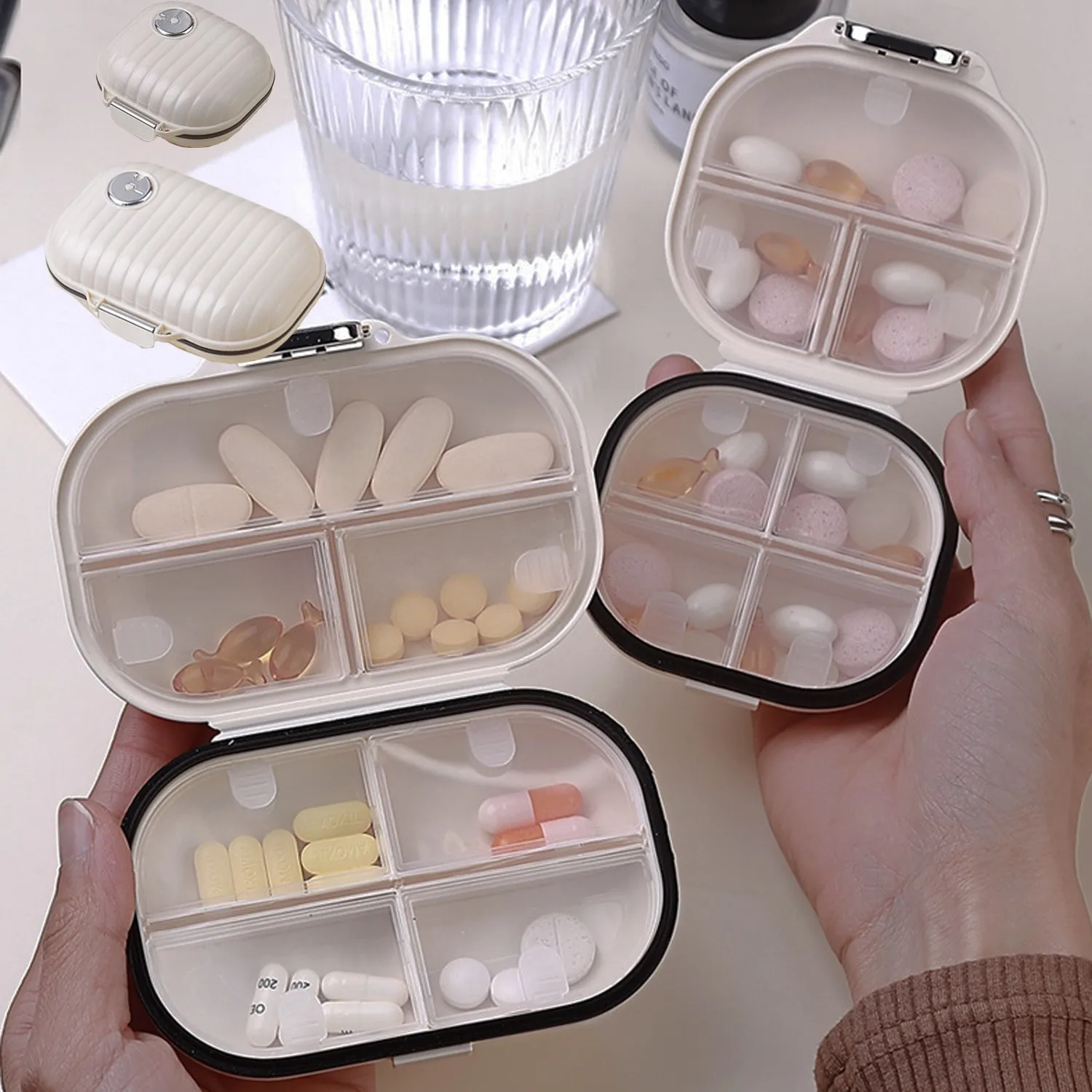 

Mini Portable Medicine Box High Beauty Travel for Seven Days Multi Grid Split Package Pills Tablets Sealed Storage Box