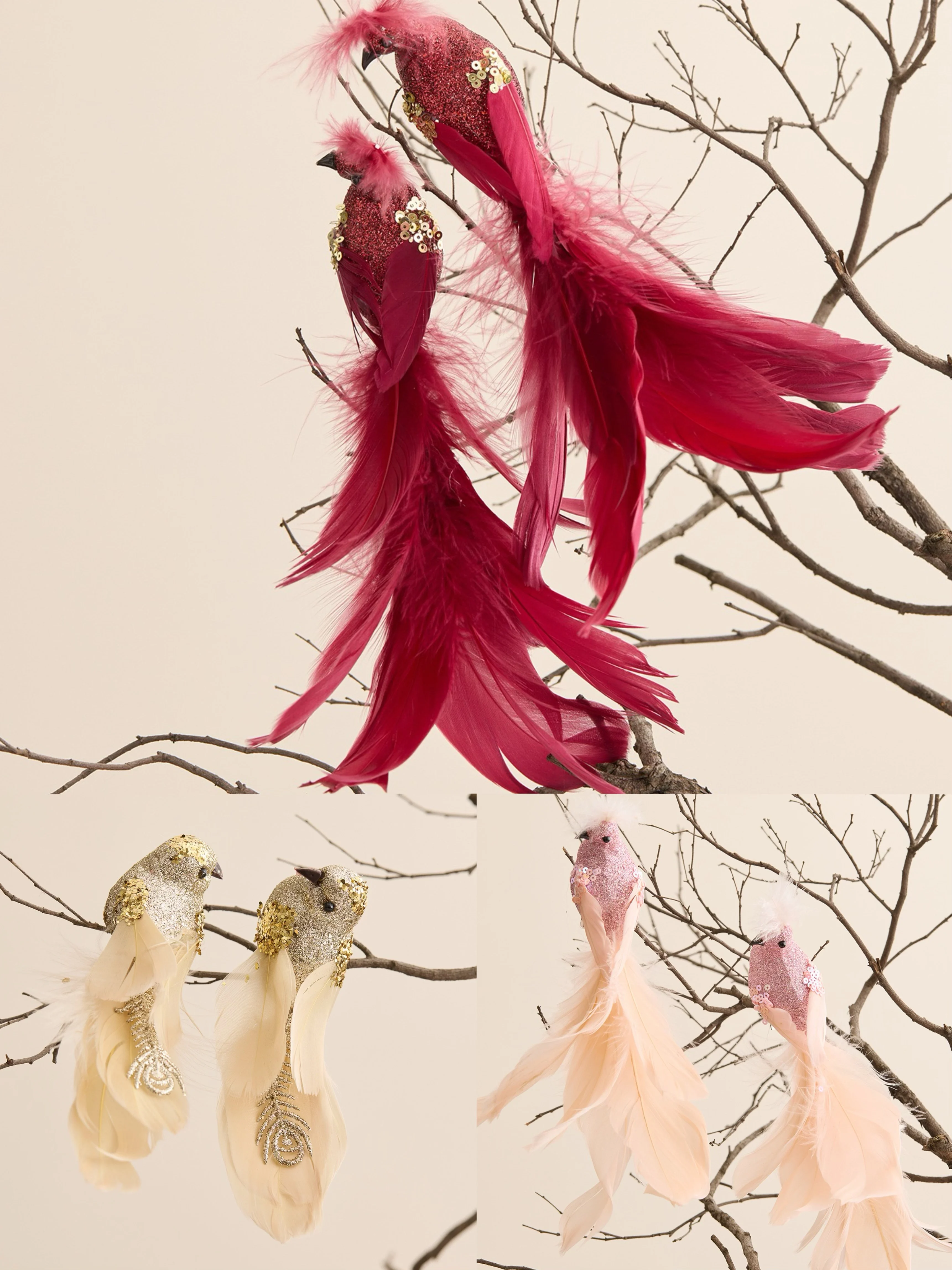 

Внешняя торговля Рождественское украшение имитация пенопласта красное золото птица с зажимом