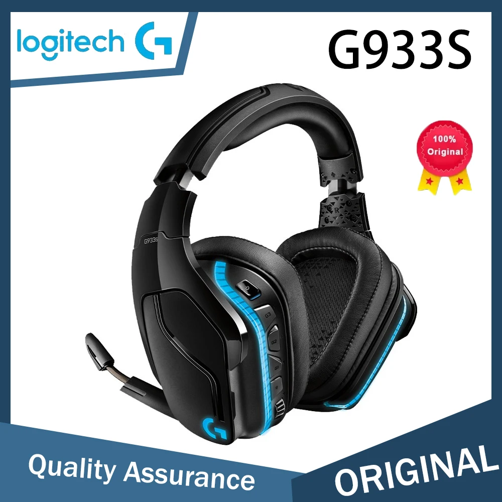 سماعة الألعاب اللاسلكية Logitech G933S الأصلية فوق الأذن مع ميكروفون، صوت محيطي 7.1، وضع مزدوج 2.4 جيجا هرتز، USB-C