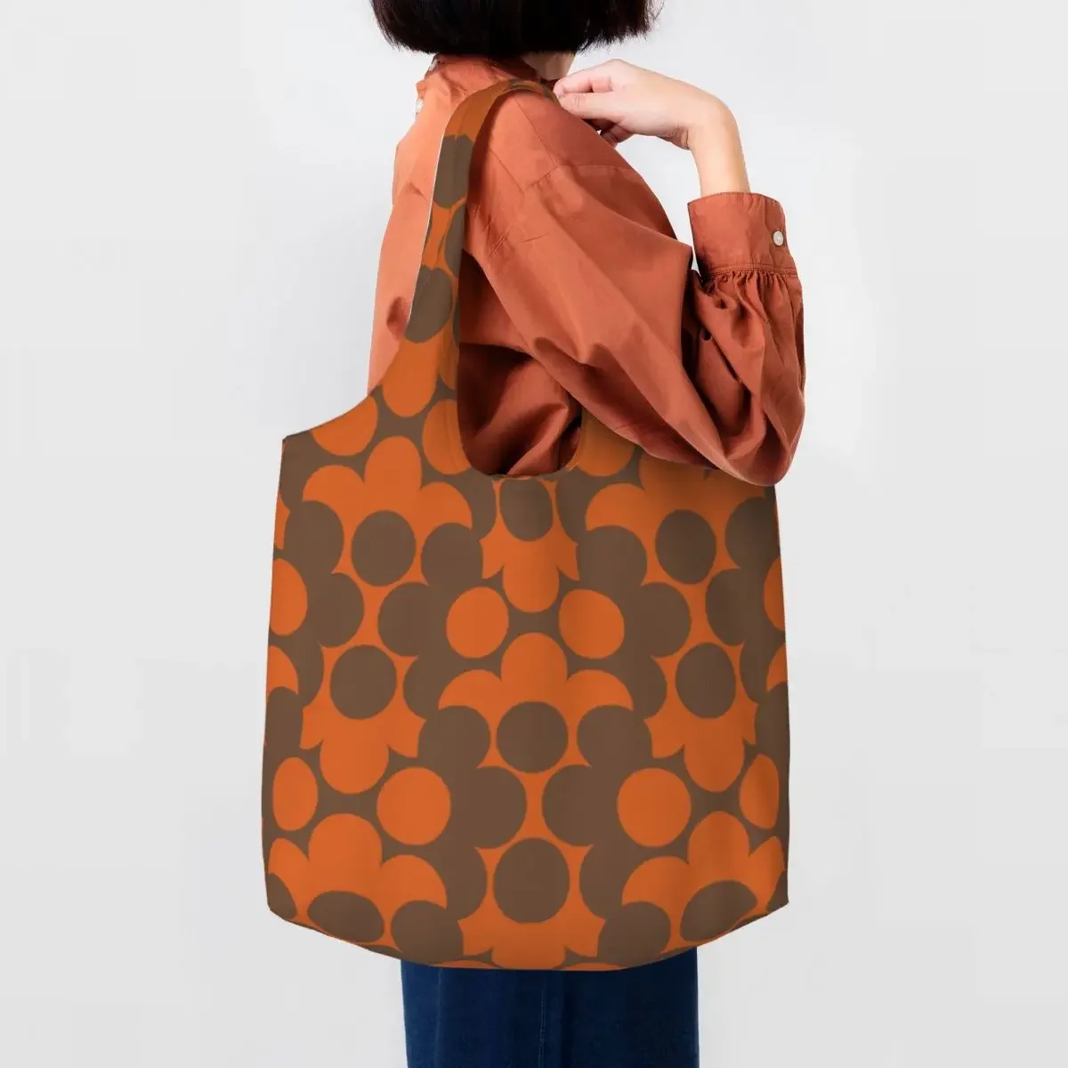 Custom Orla Kiely Prints Puzzle Tomato Flower Groceries Shopping Tote Bags Women Funny Canvas Shopper Shoulder Bag Big Capacity