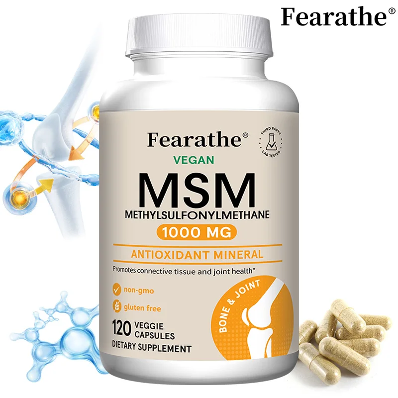 Fearathe Methylsulfonylmethane(MSM)1000 Mg,Antioxidant, Promotes Joint Health,Balanced Calcium Absorption,Non-GMO,Gluten-free