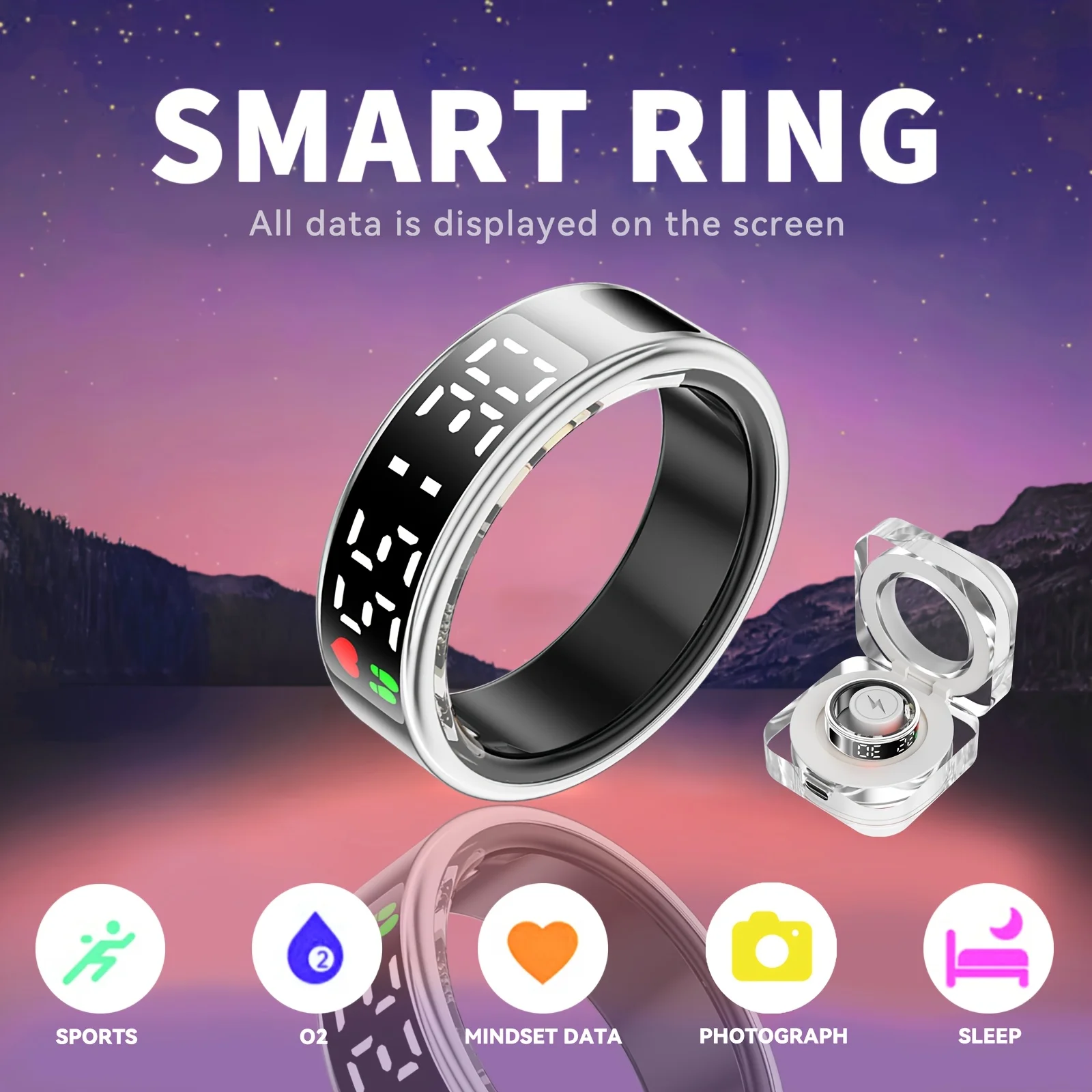 

Smart ring, sleep tracking, motion monitoring, compatible with iPhone and Android, smart gift, suitable for men and women