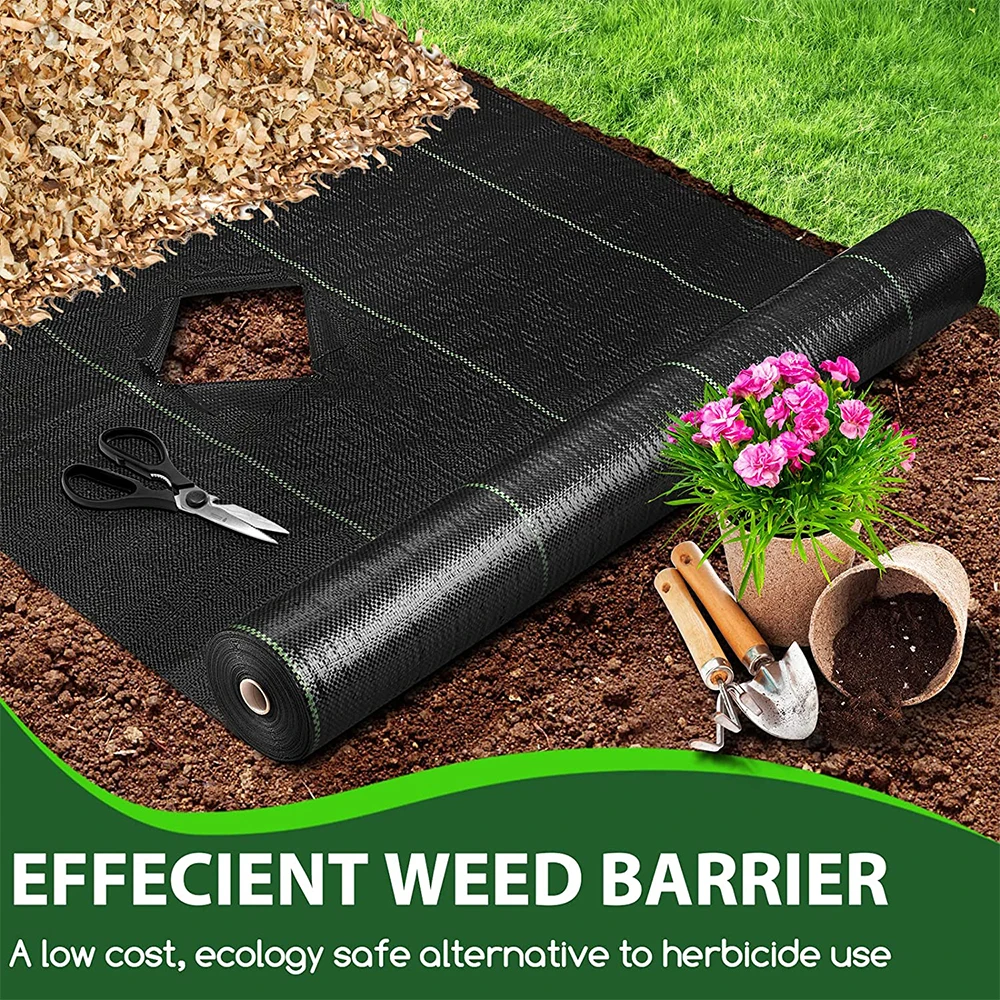 Heavy Duty Weed Barrier Landscape Fabric Black Woven Sheet UV Tear Resistant Ground Cover Gardening Mat for Driveway  Control