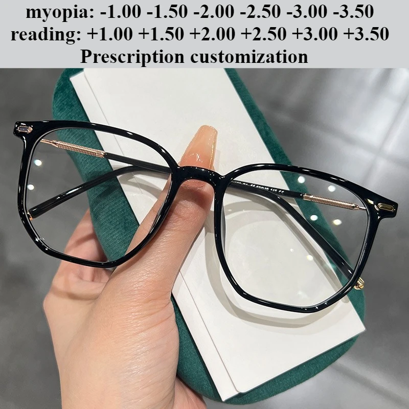 

52 мм ультра-легкие TR квадратные очки в оправе женские индивидуальные очки для близорукости большая оправа анти-синий свет очки для чтения