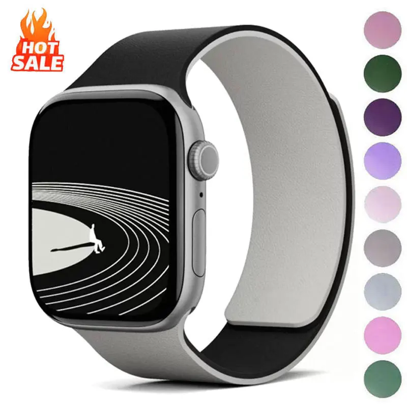 سوار رياضي بحزام مغناطيسي من السيليكون بلونين لساعة أبل 41 مللي متر 42 مللي متر 44 مللي متر 45 مللي متر 46 مللي متر 49 مللي متر IWatch Series 11 10 9 8 7 6 5 4SE #1